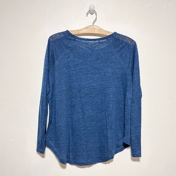 Madewell Blue Long Sleeves 100% Linen Boxy Tee Size Small - Picture 8 of 8